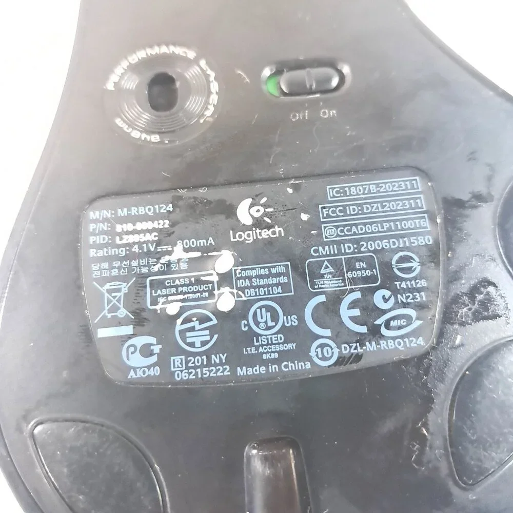 Logitech Mouse‎ MX Revolution M-RBQ124 Black Wireless Cordless Laser Mouse ONLY